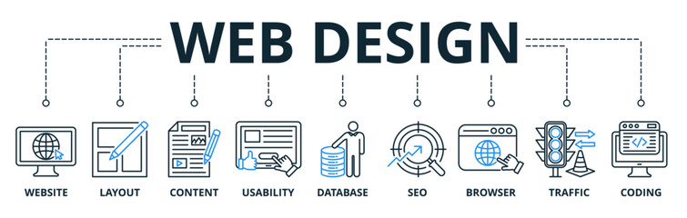 Web Design web banners concept vector illustration with keywords and icons