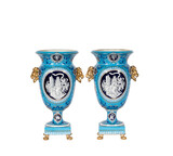 set of antique clocks isolated  Hand Painted Rococo Style Porcelain Vase