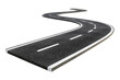 © Nazmun - Winding asphalt road with white lines, isolated, transparent background, 3D render