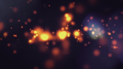 Wall Mural - golden particles are floating on a dark background with lens flare, creating a magical and festive a