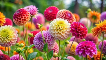Wall Mural - Colorful dahlia flowers in a garden