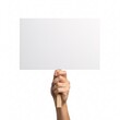 © Viktoriia - A hand holds a blank white placard on a wooden stick, creating space for a message,