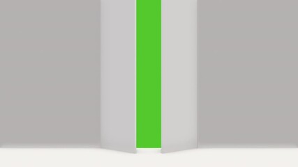 Wall Mural - white large opening gate or door on green screen background. entrance or exit in room or house with 