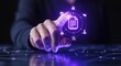© Meow Creations - Human hand interacting with digital interface for document and data security management