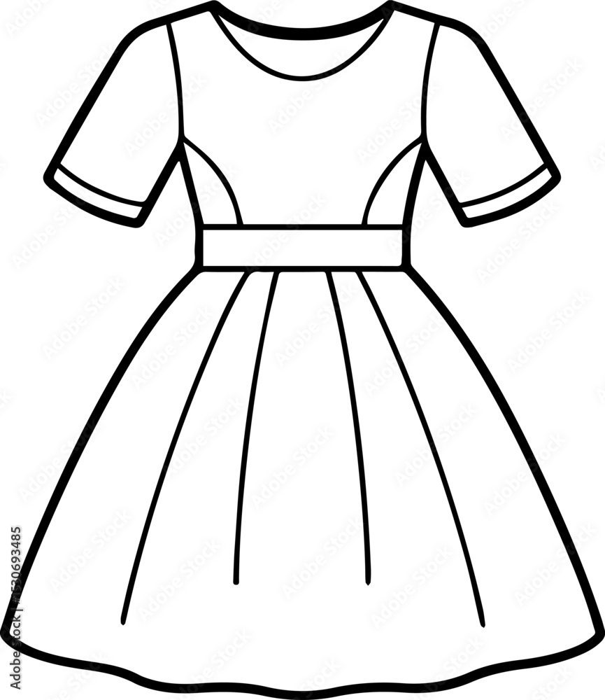 bridal dress outline coloring book page line art Stock Vector | Adobe Stock