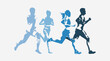 © michalsanca - Run, athletics, running men and women, track and field athletes, group of abstract isolated vector silhouettes. Sports