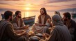 © Gilang - Sharing a meal with disciples by the tranquil Sea of Galilee at sunset