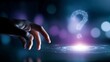 © Lightning - Hand reaches for glowing digital question mark symbol on dark background