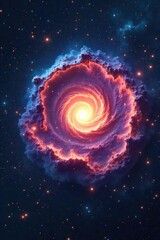 Wall Mural - Mesmerizing spiral galaxy, swirling cosmic dust and gas, vibrant nebulae, distant stars Perfect for science, astronomy, space exploration, and fantasy themes , science, vibrant
