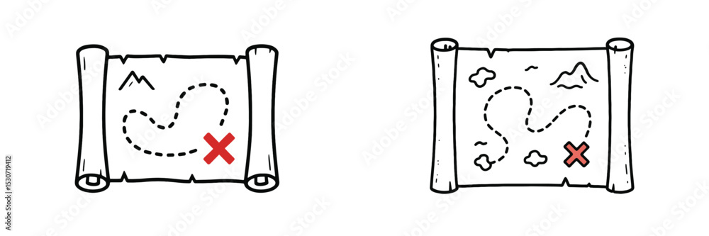 Treasure Rout Map Treasure maps depicting routes leading to hidden locations with marked ...