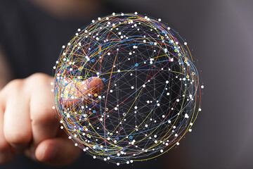 Poster - Abstract image depicting a global network, showcasing interconnectedness and digital communication.
