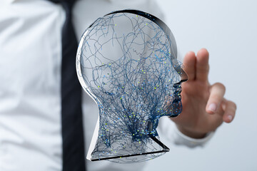 Leinwandbilder - Abstract image of a digital brain, representing AI, neural networks, and data connections.