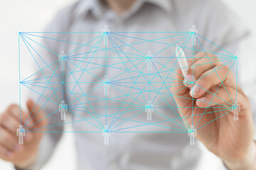Aufkleber - Visual representation of a global network, teamwork, and business collaboration. Ideal for corporate websites.