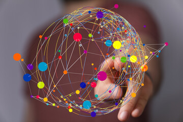 Poster - Abstract image of a colorful network, representing global connectivity and data flow.
