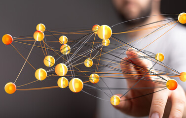Aufkleber - Abstract image of a complex network, illustrating interconnectedness and global communication.