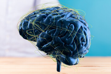 Leinwandbilder - 3D render of a human brain with glowing neural connections.  Perfect for healthcare, neuroscience, and AI concepts.