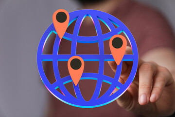 Poster - Illustrates worldwide connectivity.  Ideal for global business, networking, and technology concepts.