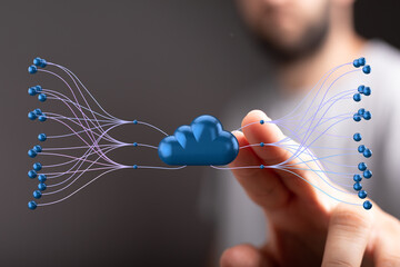 Poster - Secure cloud network.  Global data connectivity & accessibility.  Modern technology.