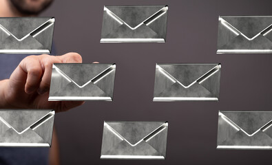 Aufkleber - Efficient email management.  Concept image showing digital email inbox.