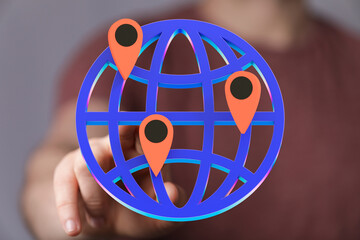 Aufkleber - Illustrative image of a digital globe with location markers, representing global reach and connectivity.