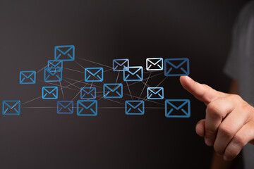 Poster - Visual representation of interconnected emails, illustrating global communication and networking.