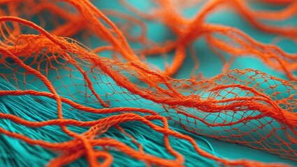 Close-up view of a fishing net