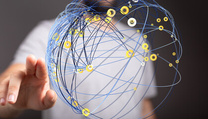 Poster - Abstract image depicting a global network, showcasing digital connections and interconnectivity.