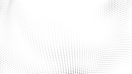 Wall Mural - curved halftone dot pattern with flowing gradient transitions and ripple motion effect in black and 
