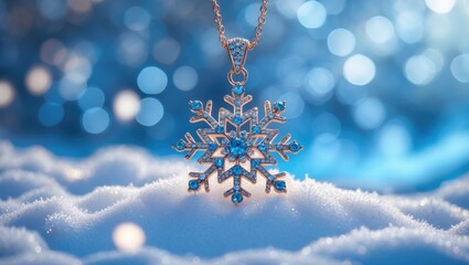 Wall Mural - christmas winter background â€“ an image of a decorative snowflake resting on a snowdrift within a w