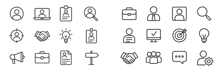Aufkleber - Vector icons representing career development and job search activities in a modern digital context