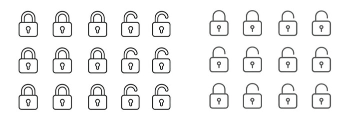 Leinwandbilder - Variety of lock designs featuring open and closed padlocks arranged in two distinct sections