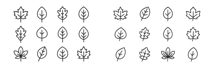 Aufkleber - Variety of leaf outlines arranged in a structured manner suitable for educational or artistic purposes