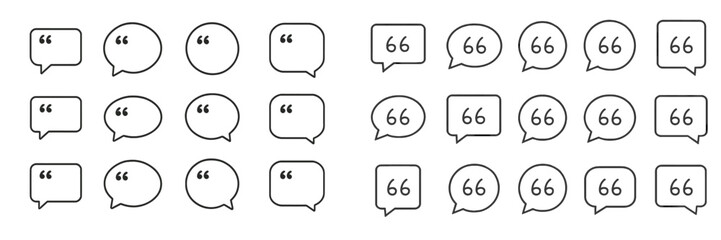 Aufkleber - Collection of various speech bubbles featuring quotation marks in simple, monochrome design for graphic use