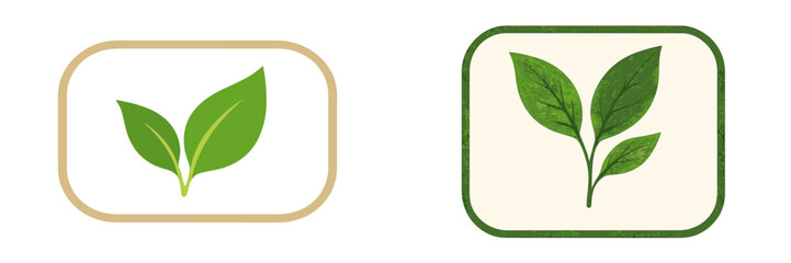 Poster - Minimalist leaf designs showcasing two different styles of foliage in a simple artistic presentation