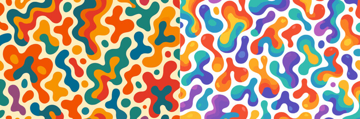 Poster - Colorful abstract patterns featuring vibrant shapes in a playful design with smooth curves and multiple hues