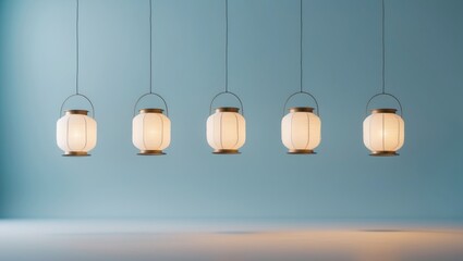 Wall Mural - blue spotlight background featuring studio lamps.