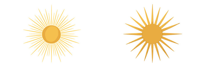 Poster - Yellow sun symbols featuring different ray patterns against a simple white background