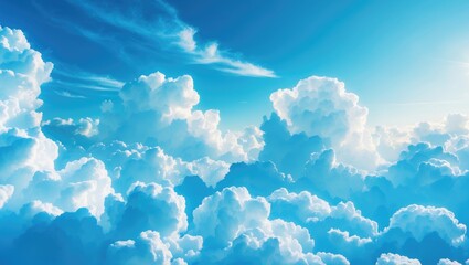 Wall Mural - Blue sky with clouds background featuring empty space for copy or text.