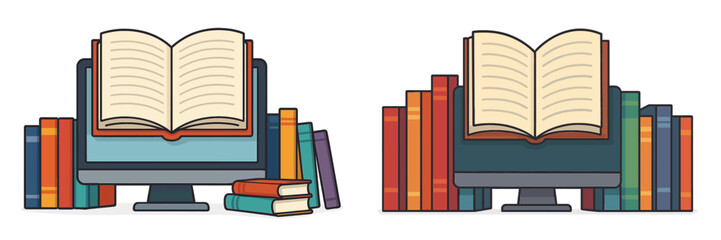 Poster - Digital and traditional books side by side showcasing modern and classic reading methods for knowledge seekers