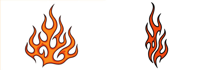 Poster - Flames illustrated with vibrant colors and unique shapes in a bold artistic style on a plain background
