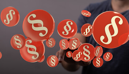 Aufkleber - Abstract image of legal paragraph symbols.  Perfect for law, justice, and legal tech.