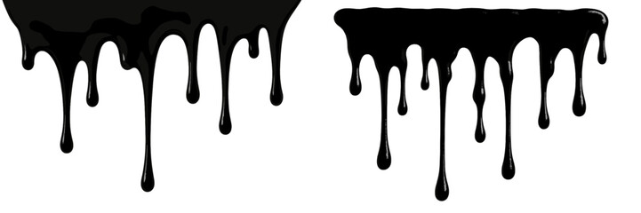 Poster - Black paint drips creating unique patterns on a white surface during an artistic project