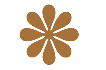 Poster - Unique abstract design featuring a stylized flower shape with a warm brown color against a white background