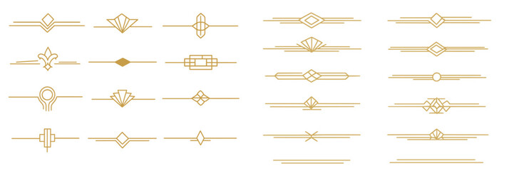 Leinwandbilder - Elegant gold line designs for modern graphic and web projects showcasing art deco style