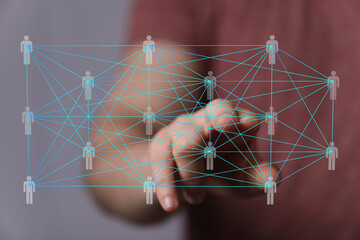 Aufkleber - Abstract image of a network connection, representing teamwork, collaboration, and global communication.