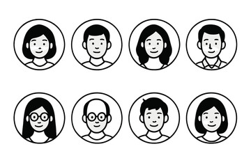 Poster - Diverse group of illustrated characters showcasing various hairstyles and features in a simple design