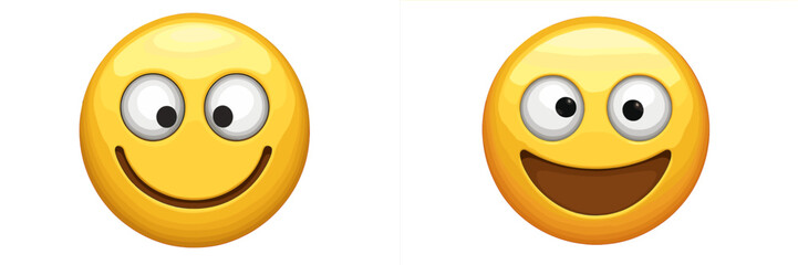Aufkleber - Bright, cheerful smiley faces expressing happiness and joy in a colorful design suitable for various creative projects