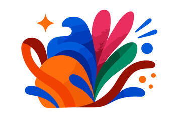 Poster - Colorful abstract design featuring vibrant shapes and waves with bold hues and dynamic forms creating a lively visual experience