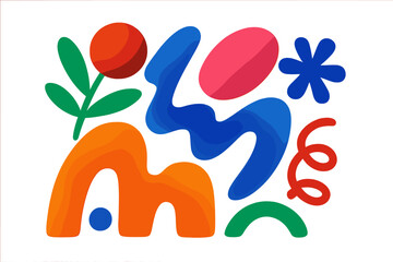 Poster - Colorful abstract shapes with vibrant patterns in a playful design