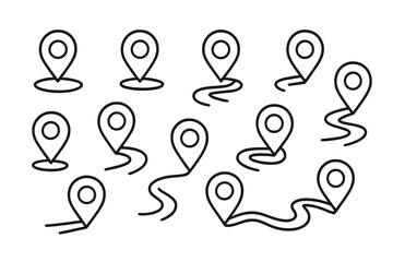 Leinwandbilder - Map markers arranged in various positions on a plain background with different orientations indicating movement